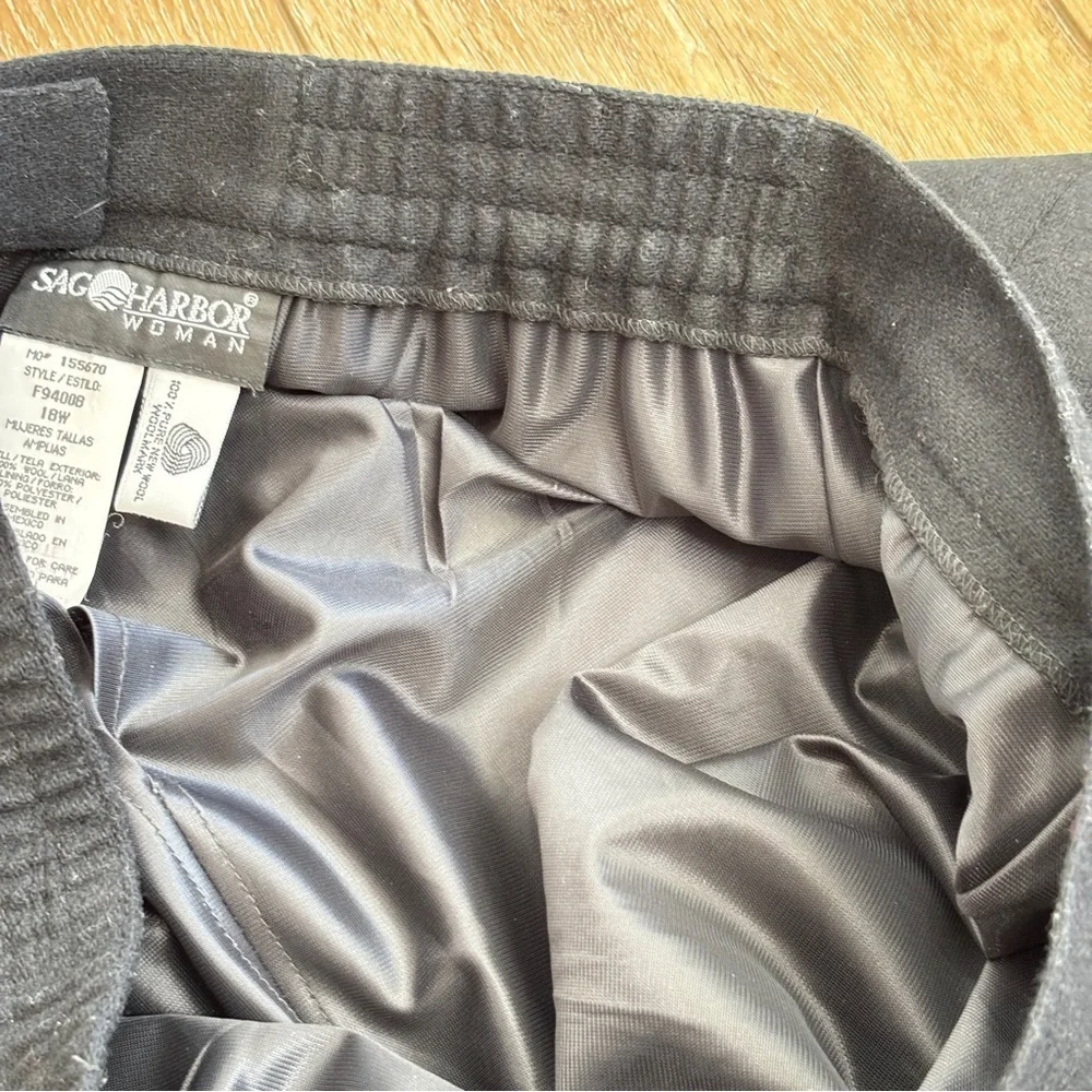 Sag Harbor Black Skirt 100% Wool Size 18W Midi Comfort Elastic In Waist Academia